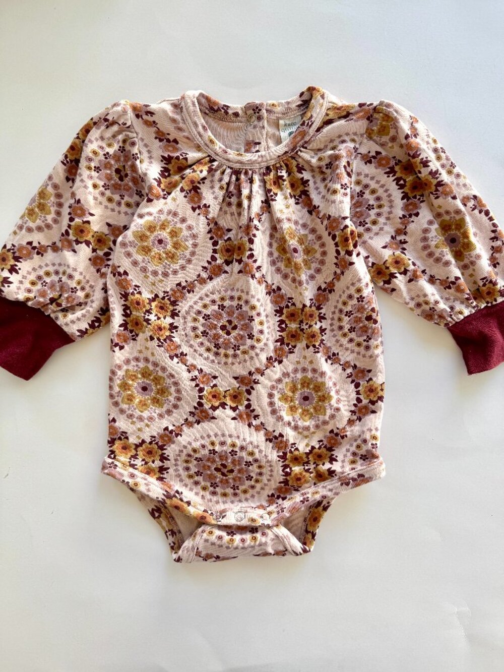 Kate Quinn Retro Floral Puff Sleeve Bodysuit Fall 18-24M